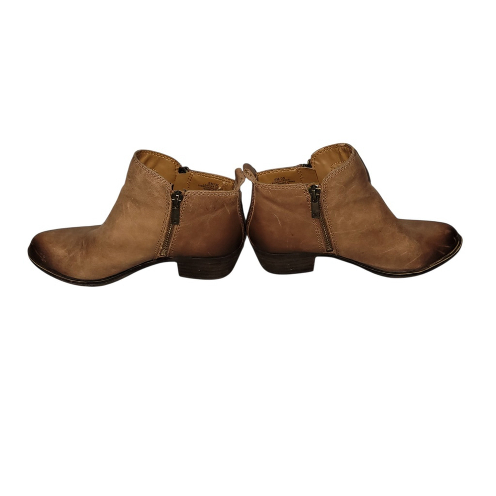 Lucky Brand Boots Womens 5M Basel Ankle Booties Heels Brown Leather Zipper